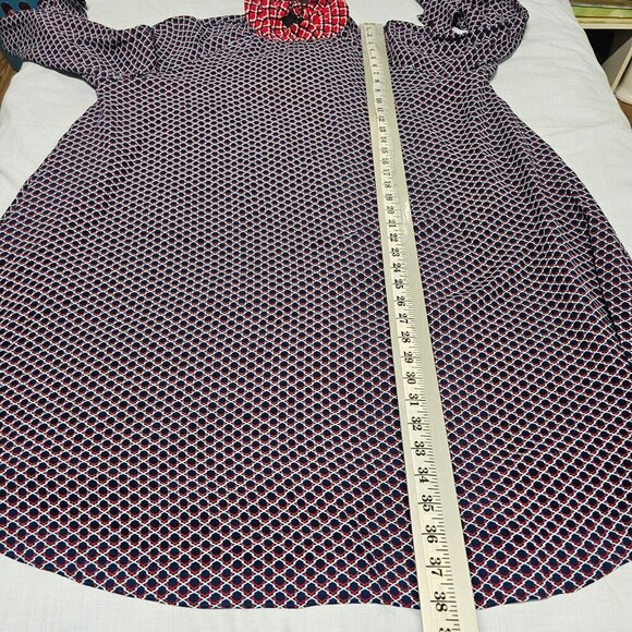 Kenzo Paris Designer Dress Women Size 44 XL 12/14 Blue/Red Neck Long Sleeve - Picture 6 of 12